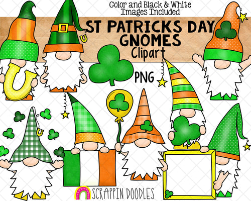 St. Patrick's Day Gnomes - St Patricks Gnome ClipArt - Irish Garden Gnomes - Commercial Use - Gnome Sublimation - PNG