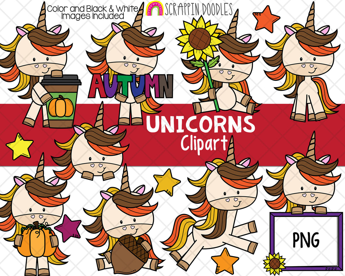 Fall Unicorns Clipart