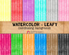 Water Color Leafy Backgrounds - Digital Papers - Hand Painted Patterns