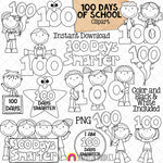 100 Days of School ClipArt - One Hundred Days Smarter - 100th - Commercial Use PNG Sublimation