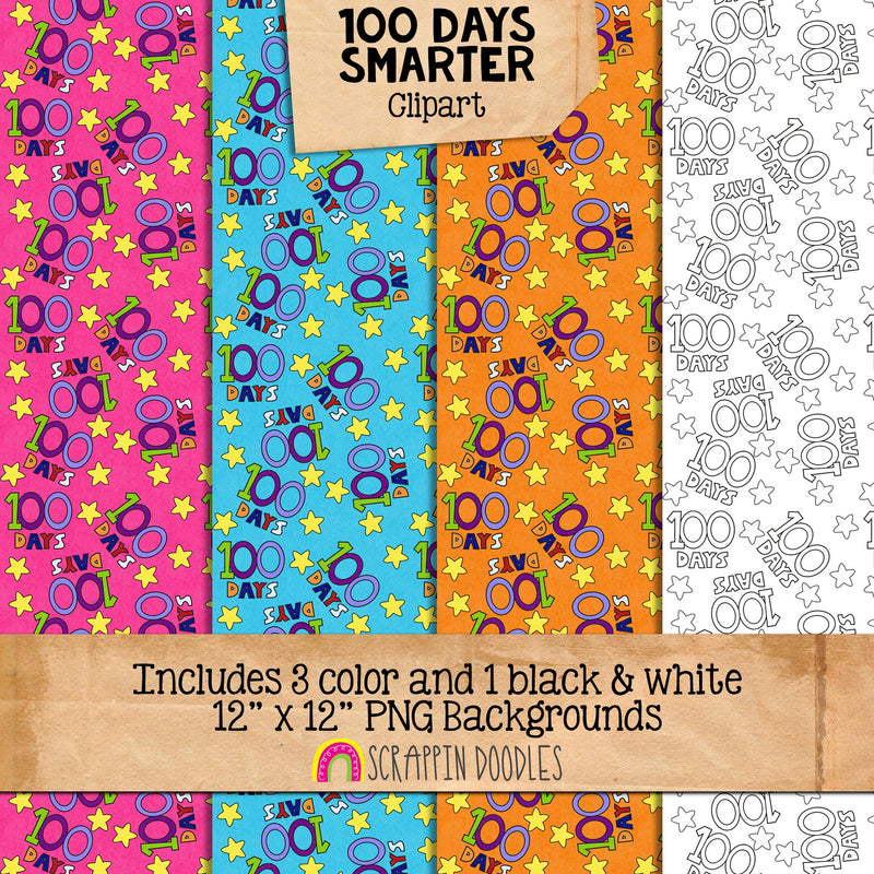 100 Days Smarter ClipArt - One Hundred Days of School - 100th - Commercial Use PNG Sublimation