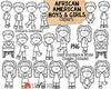 African American Boys and Girls Kids ClipArt - Multi Cultural Children Posing Graphics - Commercial Use PNG