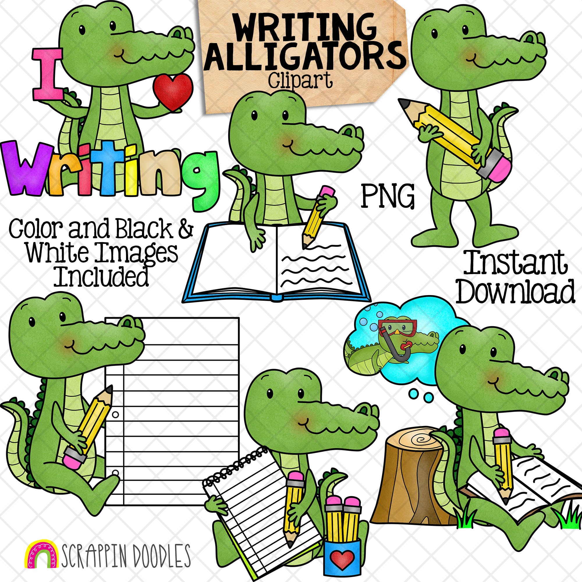 Alligator ClipArt - Alligators Writing Graphics - Spelling - Author ...