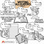 Alligator ClipArt - Alligators Writing Graphics - Spelling - Author - School - Commercial Use PNG Sublimation