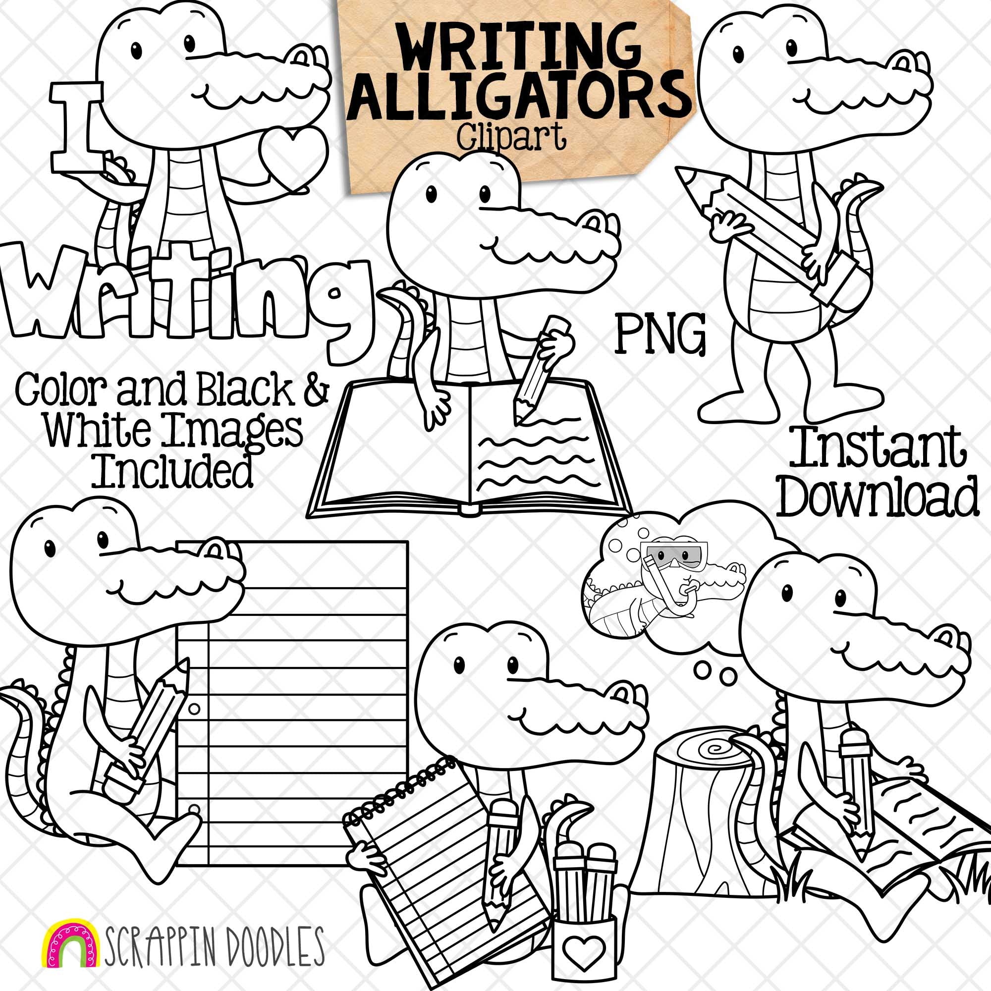 Alligator ClipArt - Alligators Writing Graphics - Spelling - Author ...