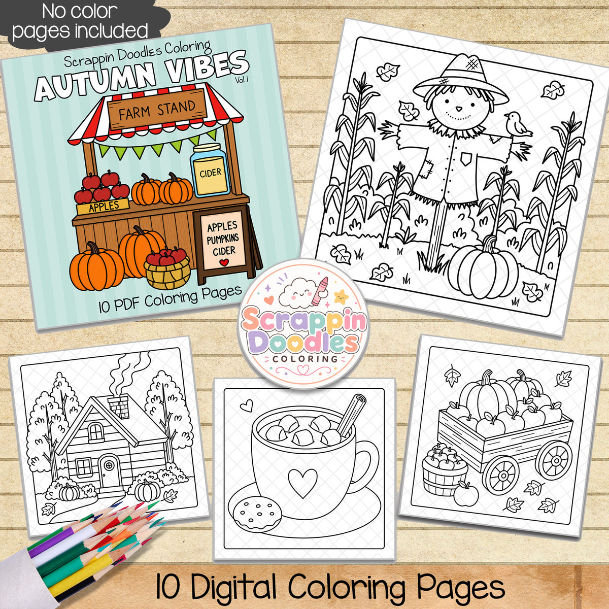 Autumn Vibes Coloring Book - Cute Seasonal Coloring Pages - Printable PDF 