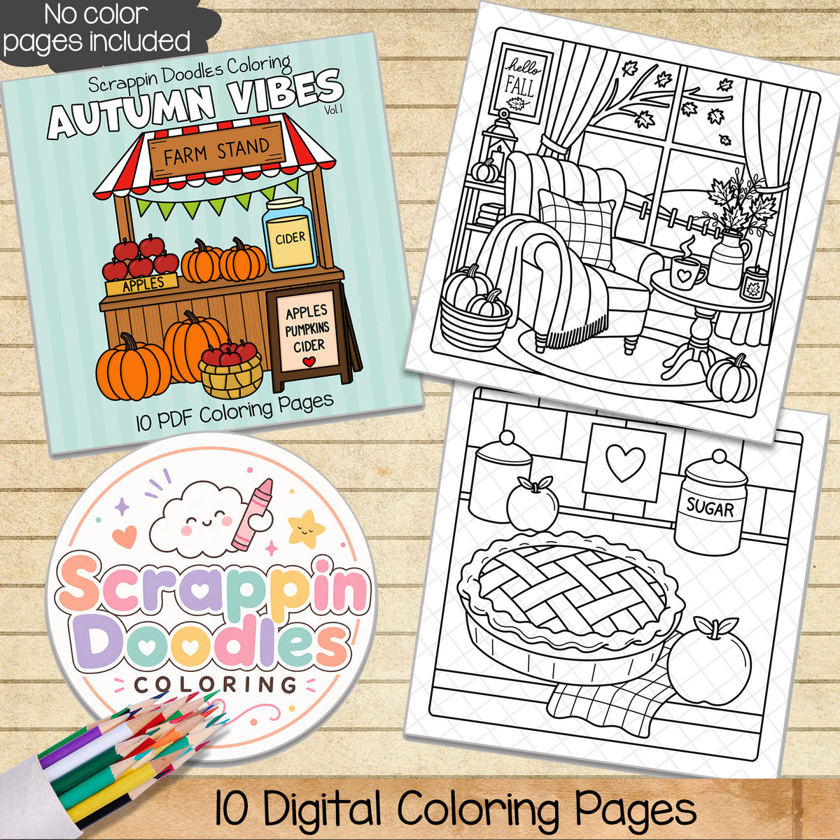 Autumn Vibes Coloring Book - Adult Coloring - Cute Seasonal Coloring Pages - Printable PDF 