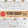 Autumn Counting ClipArt Bundle - Sunflowers - Acorns - Apples - Pumpkins - Crows - Leaves - Seasonal Math Graphics