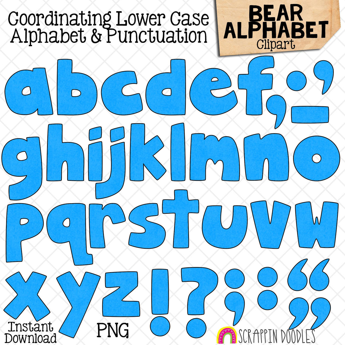 Bear Alphabet Clip Art - Holding Letters Clipart - Summer Titles - Seasonal Headers - Commercial Use PNG Sublimation