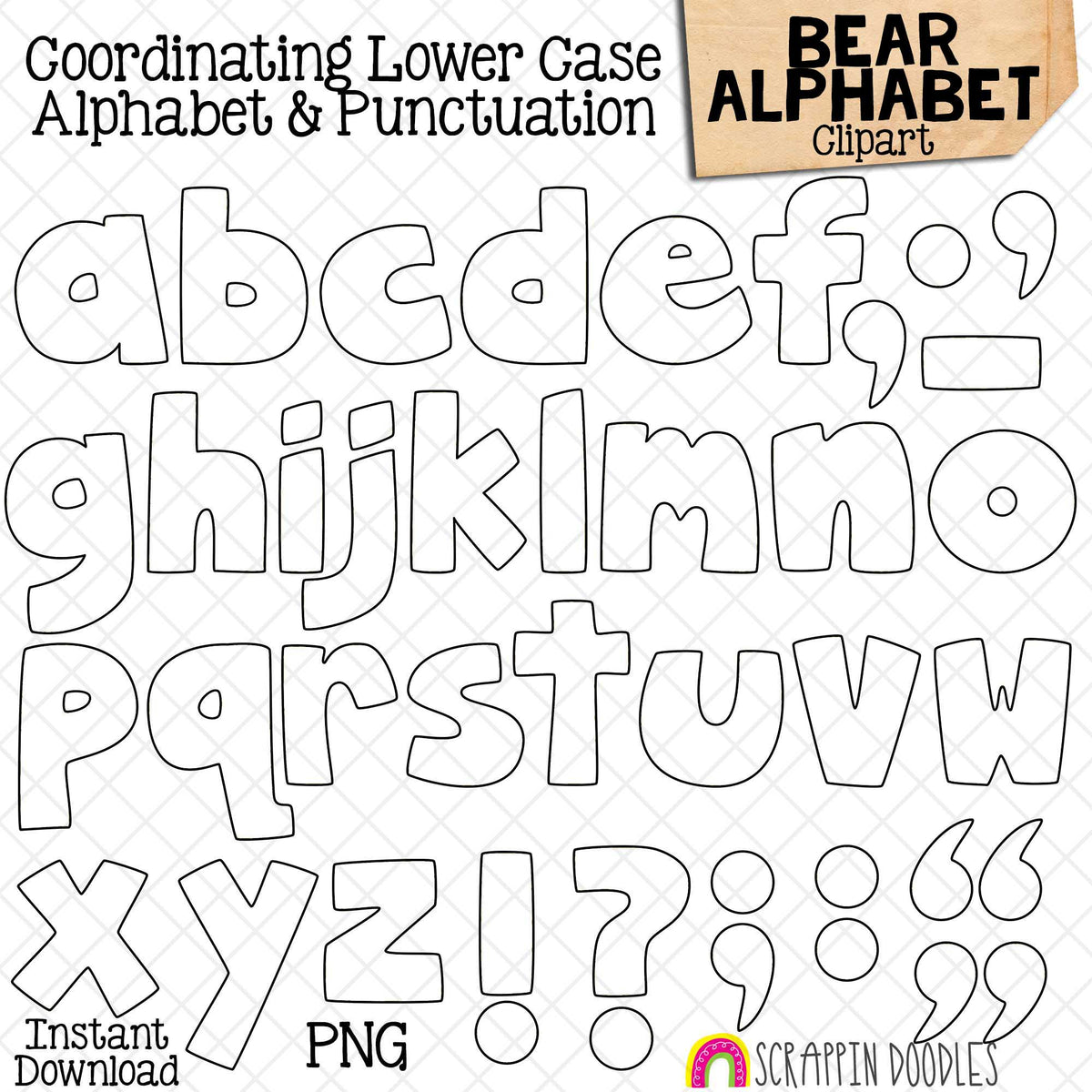 Bear Alphabet Clip Art - Holding Letters Clipart - Summer Titles - Seasonal Headers - Commercial Use PNG Sublimation