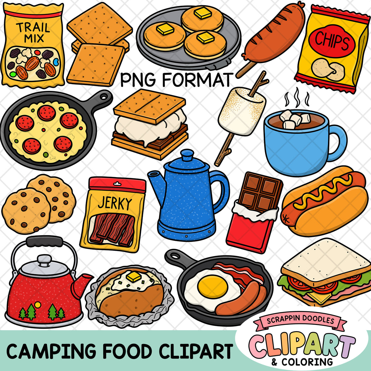 Camping Food Clipart | Cute Campfire Food &amp; Outdoor Cooking Graphics