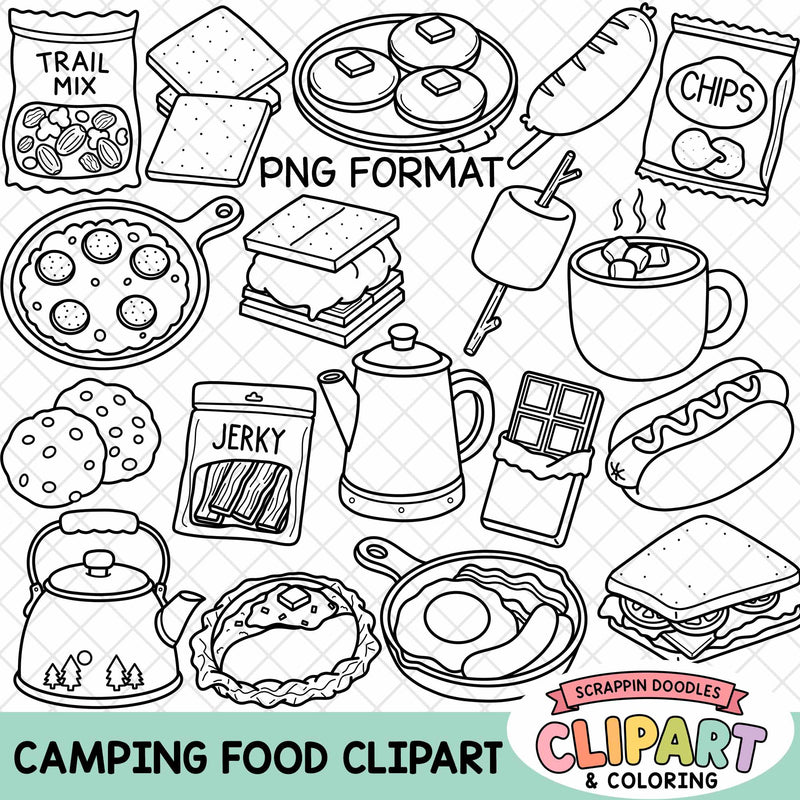 Camping Food Clipart | Cute Campfire Food &amp; Outdoor Cooking Graphics