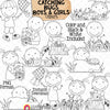Catching Bugs Boys and Girls Clipart - Stick Figure Kids - Insects - Commercial Use PNG - Susie and Tommy