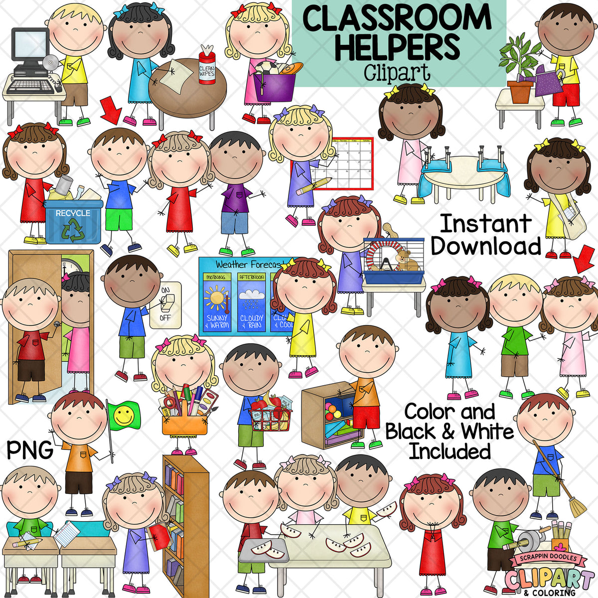 Classroom Helpers ClipArt – Kids Doing Classroom Jobs