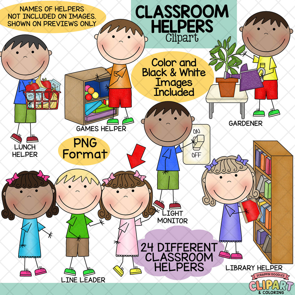 Classroom Helpers ClipArt – Kids Doing Classroom Jobs