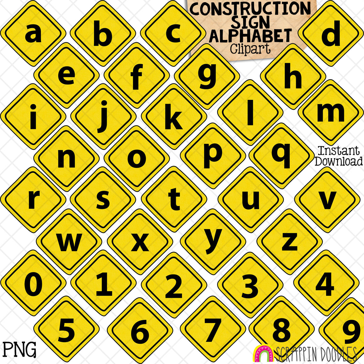 Factory Sign Abc Construction Sign Alphabet ClipArt - Numbers - PNG Graphics - Punctuat ...