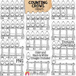 Counting Crows ClipArt - Autumn Crow on Fence Counting - Seasonal Math Graphics - Commercial Use PNG