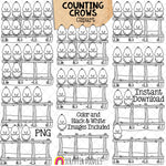 Counting Crows ClipArt - Autumn Crow on Fence Counting - Seasonal Math Graphics - Commercial Use PNG