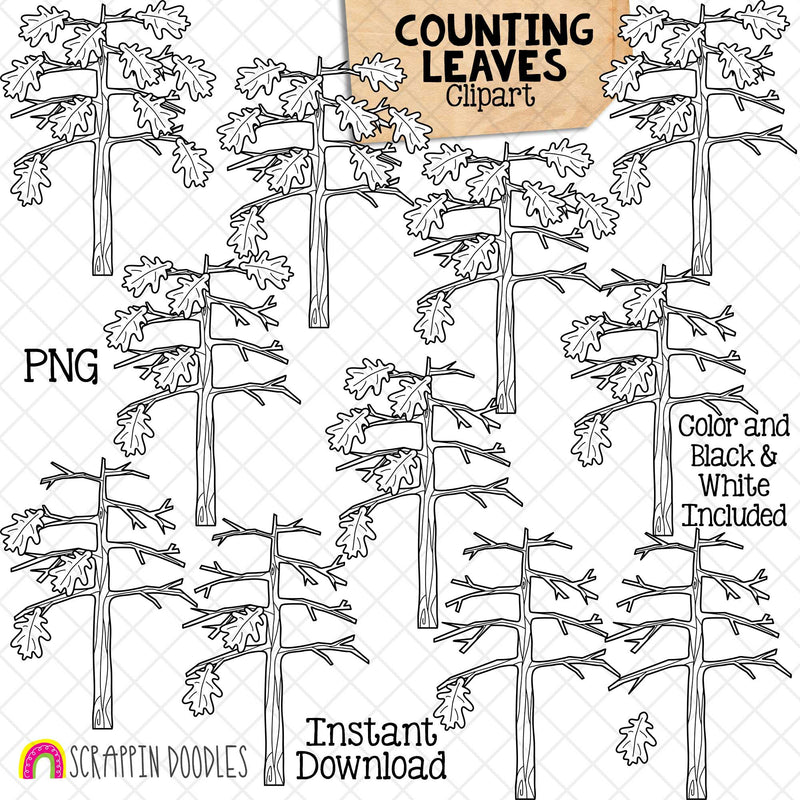 Counting Fall Leaves ClipArt - Autumn Leaf Counting - Seasonal Math Graphics