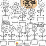 Counting Sunflowers ClipArt - Autumn Sunflower Petal Counting - Seasonal Math Graphics - Commercial Use PNG