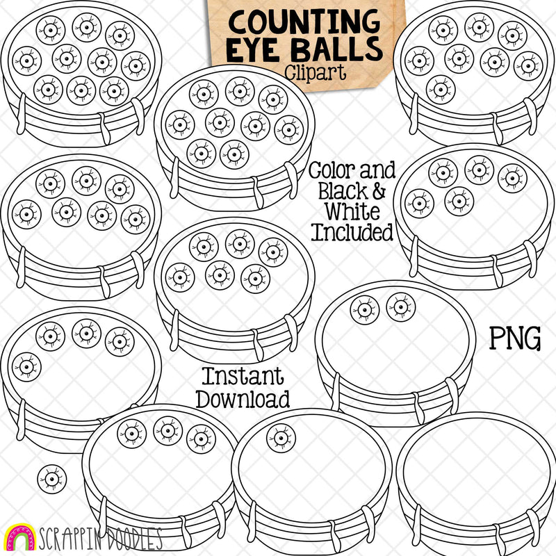 Counting Eyeballs ClipArt - Halloween Eyeball Counting - Seasonal Math –  Scrappin Doodles