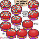Counting Eyeballs ClipArt - Halloween Eyeball Counting - Seasonal Math Graphics - Commercial Use PNG