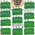 Counting Zombie Hands ClipArt - Halloween Zombie Arms Counting - Seasonal Math Graphics - Commercial Use PNG