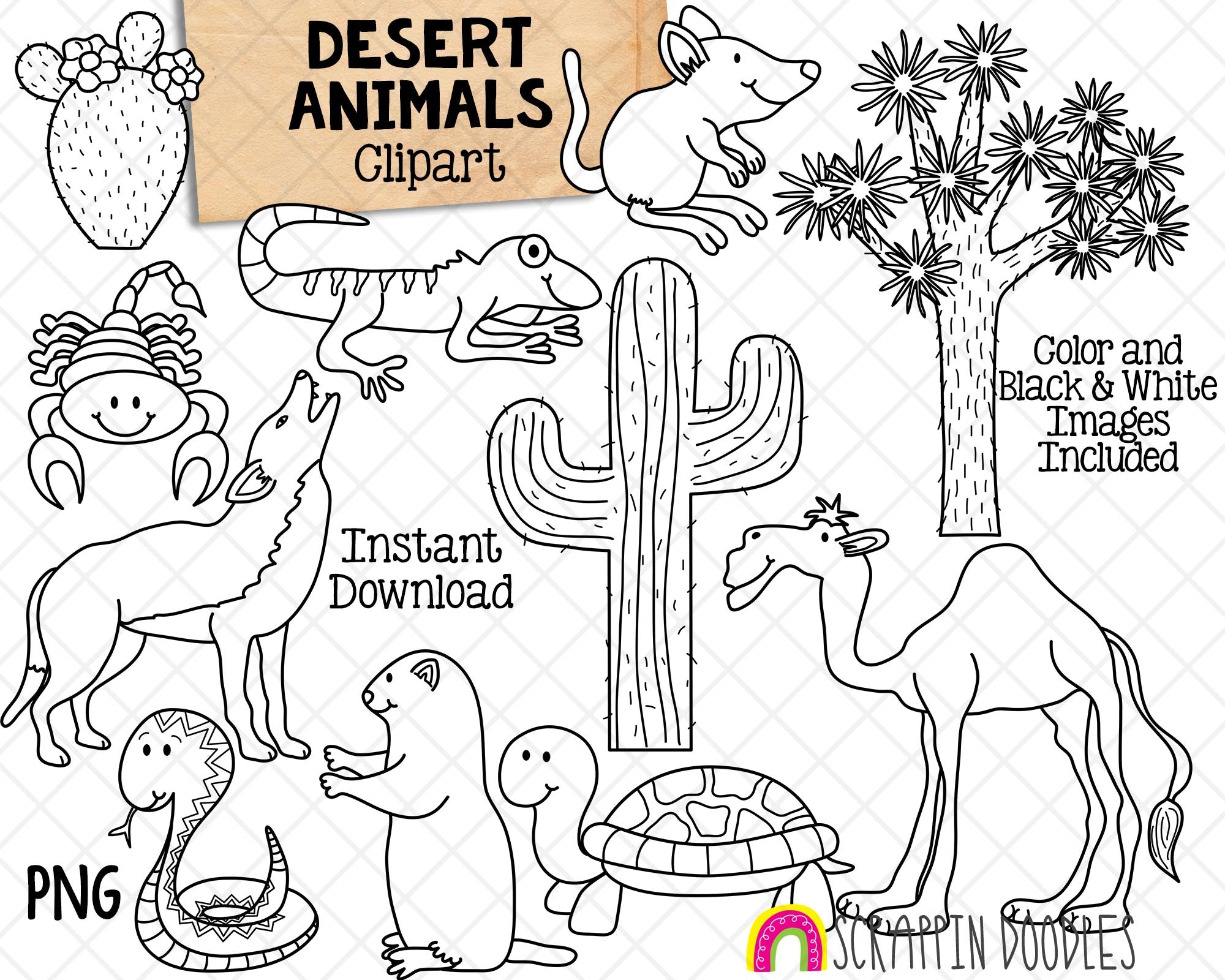 desert clip art black and white