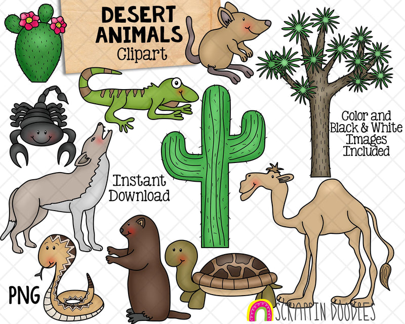 Desert Animals ClipArt - Scorpion - Camel - Cactus - Joshua Tree - Commercial Use