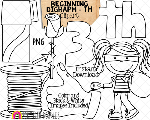 Beginning Digraph Clip Art - Words Beginning With TH - Commercial Use PNG Sublimation