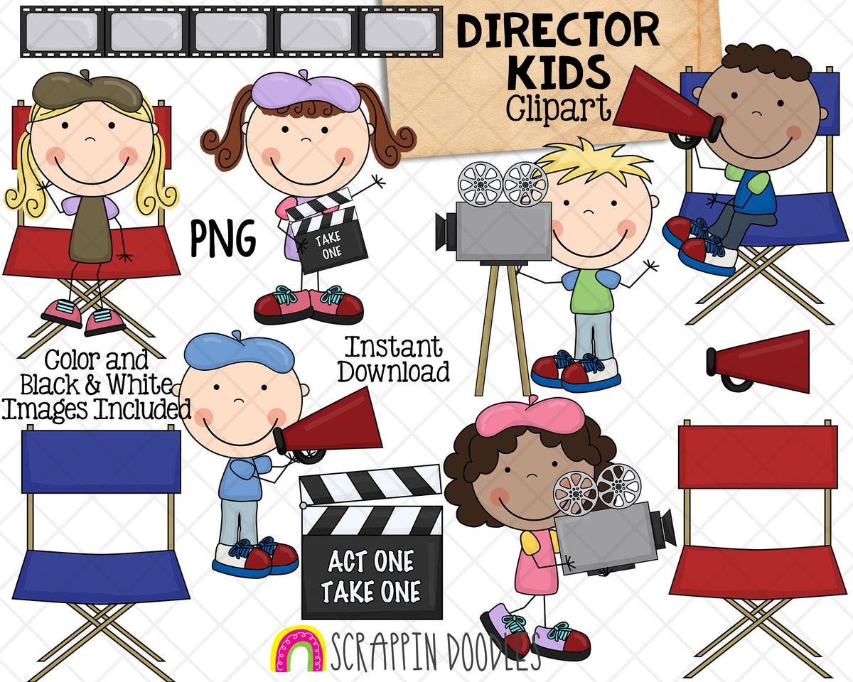 Director Kids Clip Art - Movie Directors Chair - Filming Movies - Commercial Use PNG