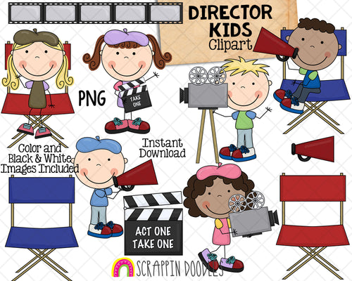 Director Kids Clip Art - Movie Directors Chair - Filming Movies - Commercial Use PNG