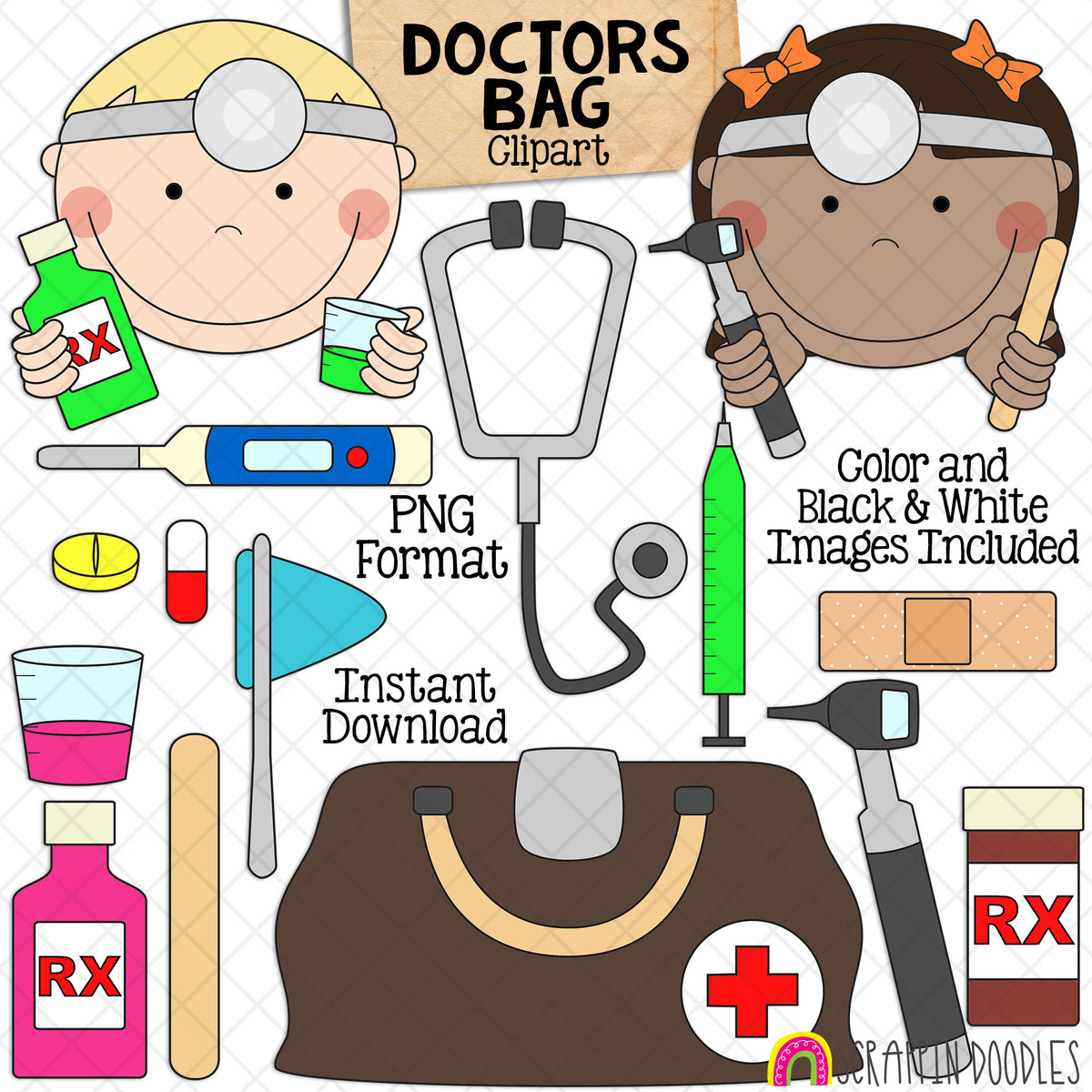 Doctor ClipArt - Doctors Bag Clip Art - Medical - Medicine - Get Well - Healthcare - Hospital - Digital Graphics - PNG Instant Download&nbsp;