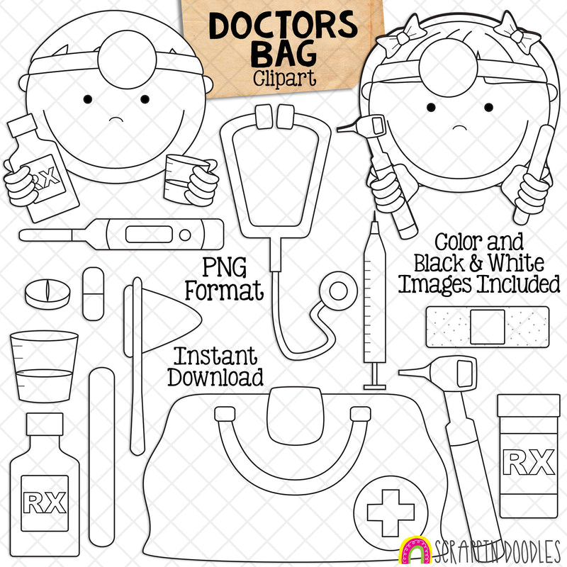 Doctor ClipArt - Doctors Bag Clip Art - Medical - Medicine - Get Well - Healthcare - Hospital - Digital Graphics - PNG Instant Download&nbsp;