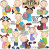 Easter Boys and Girls Clipart - Stick Kids - Easter Candy - Commercial Use PNG - Susie and Tommy