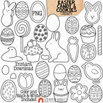 Easter Candy and Cookies ClipArt 2024 - Cupcakes - Decorated Eggs - Sprinkle Cookies - Chocolate Bunny - Commercial Use - PNG