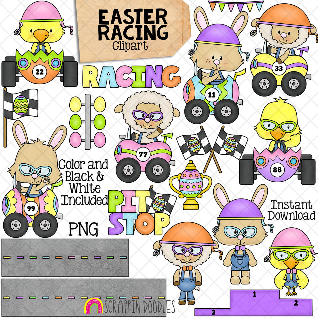 Easter Racing ClipArt - Car Racing - Bunny in Race Car - Motor Sports ...
