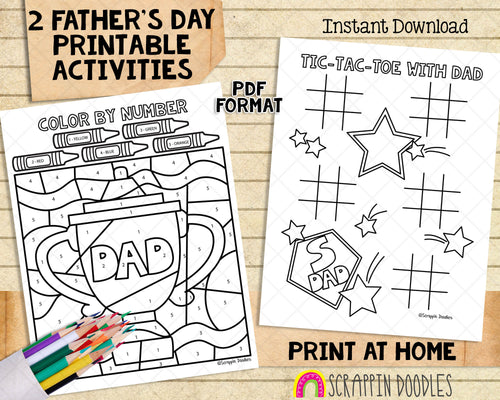 Father's Day Coloring and Activity Book - Kids Coloring Pages - Printable PDF Cards