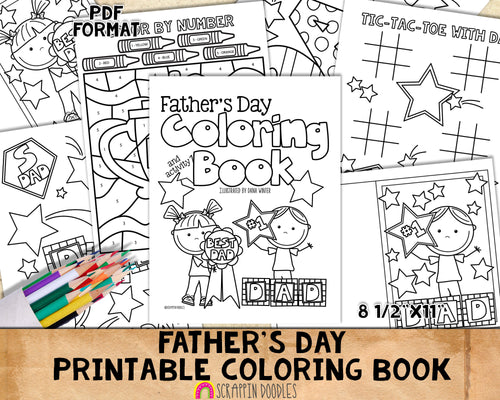 Father's Day Coloring and Activity Book - Kids Coloring Pages - Printable PDF Cards