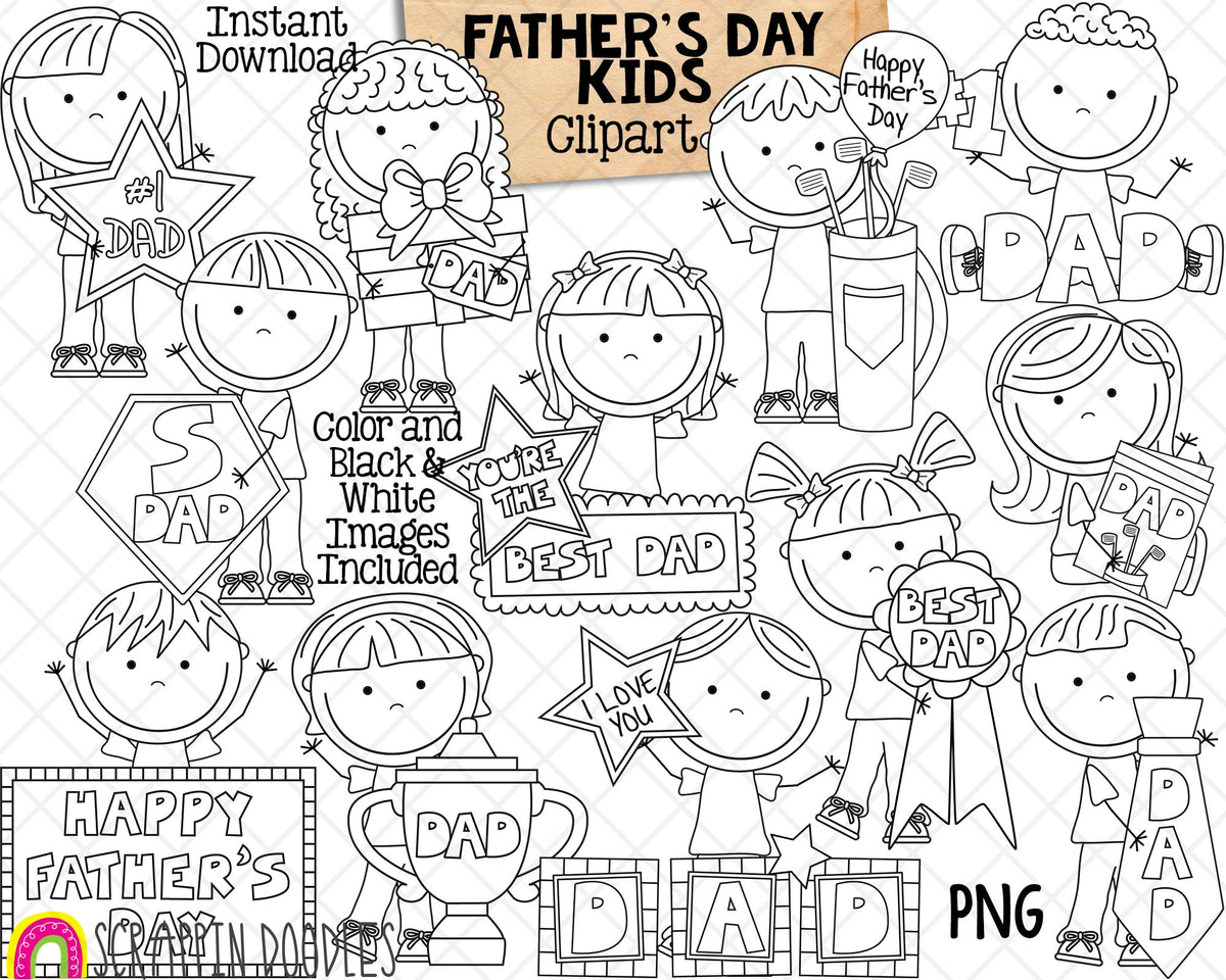 Father's Day Clip Art - Kids Gifts to Dad ClipArt - Papa