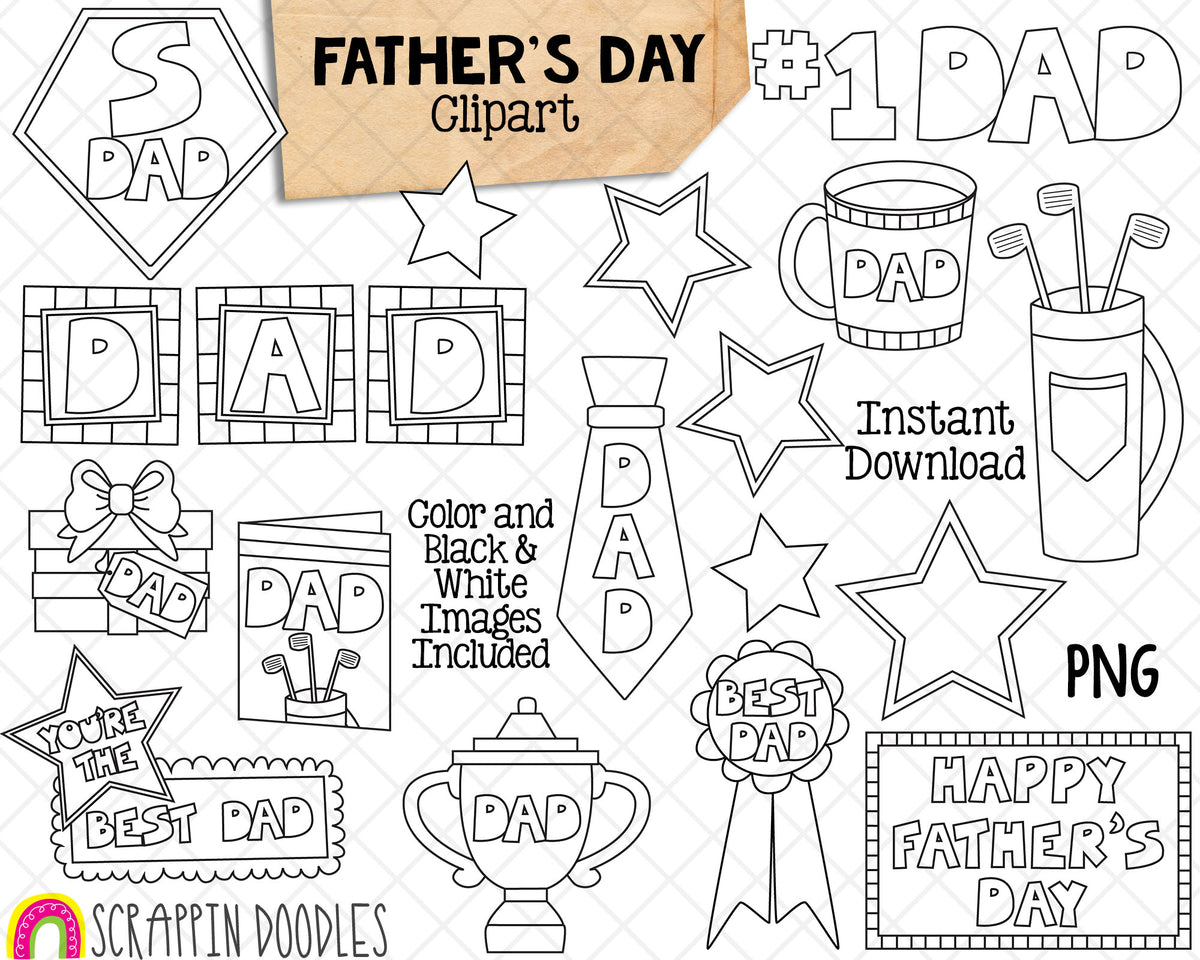 Father's Day Clip Art - Kids Gifts to Dad ClipArt - Papa