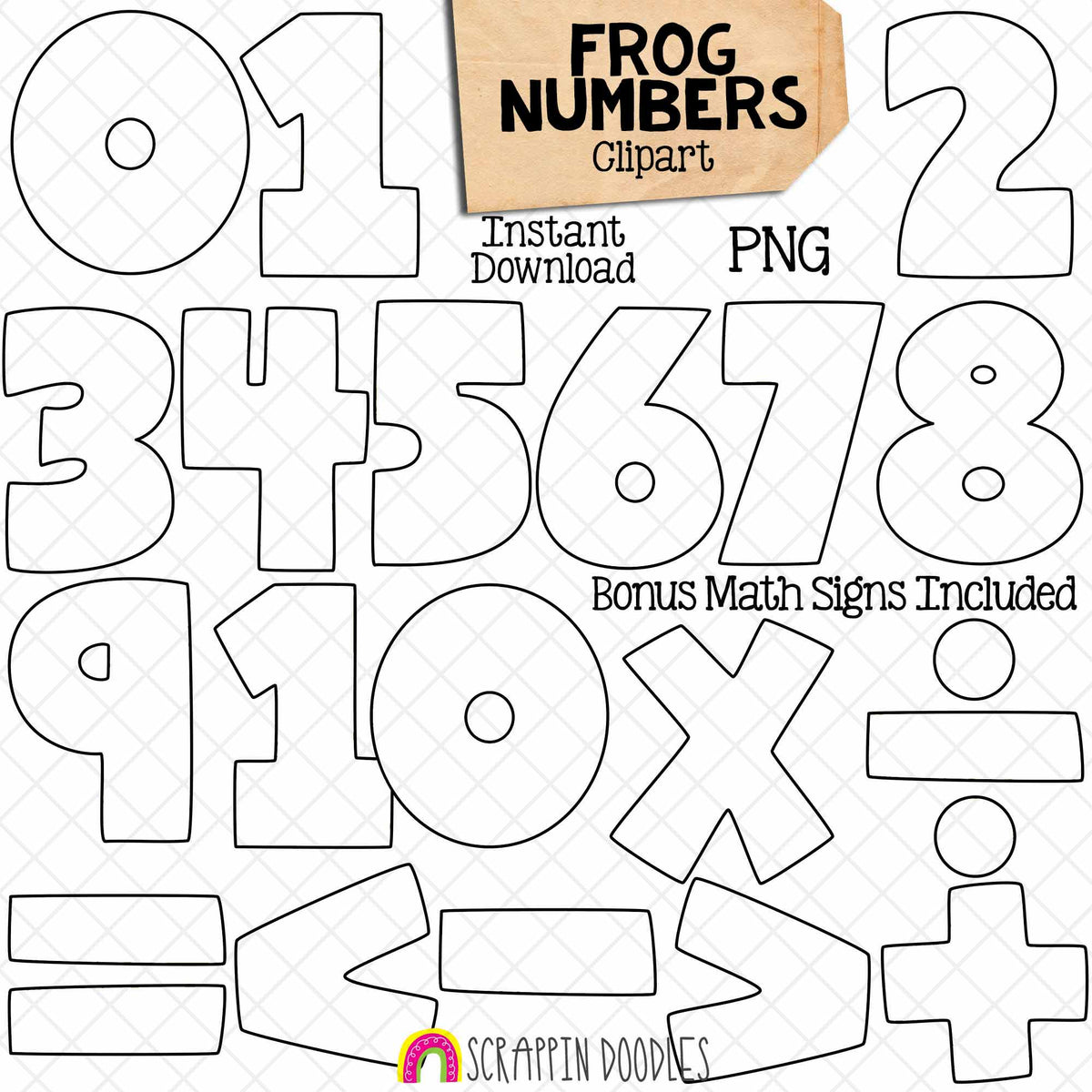 Frog Numbers Clip Art - Frogs Holding Numbers Clipart - Spring Titles - Seasonal Math Signs - Commercial Use PNG Sublimation