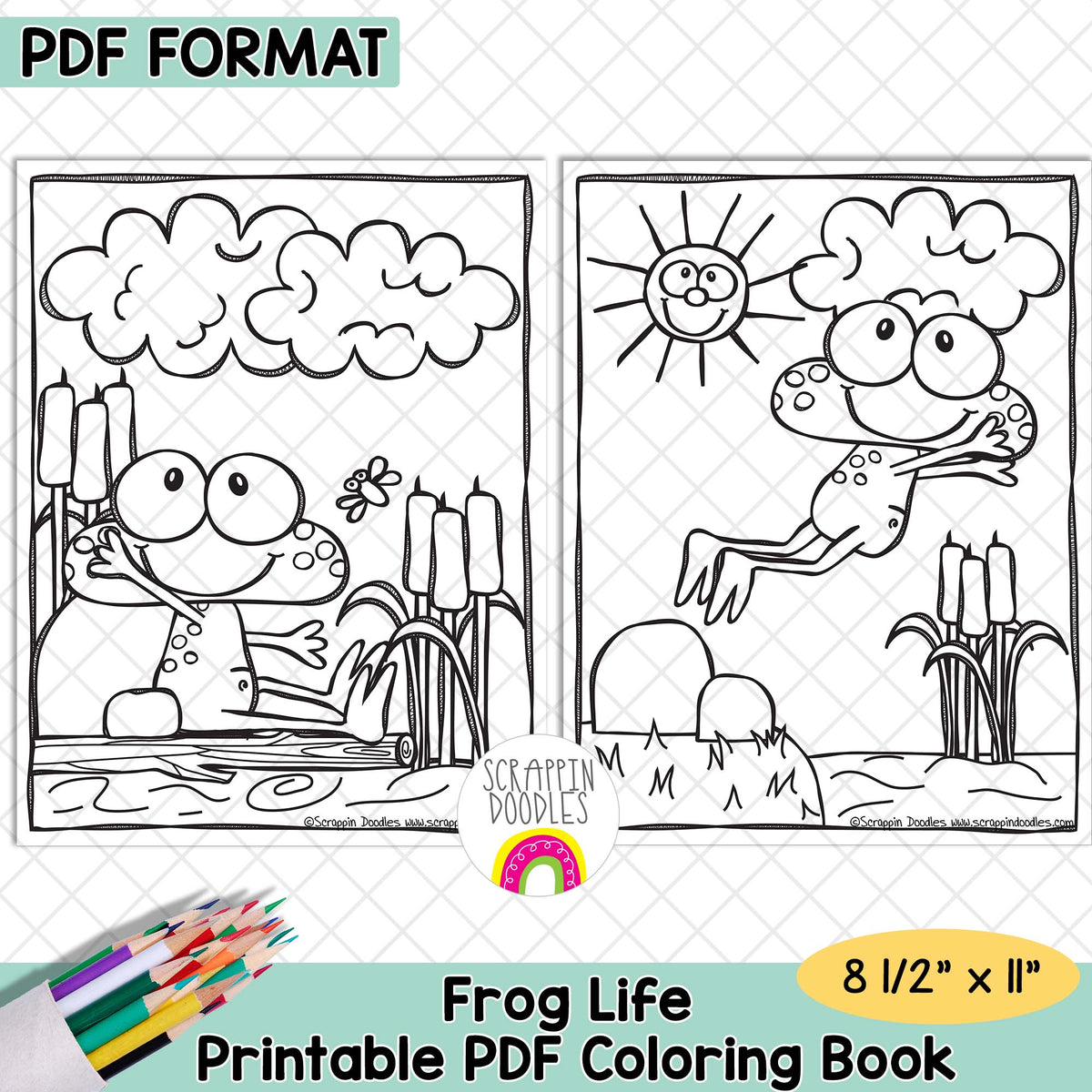 Frog Life Coloring Book - Frog Coloring Pages - Printable PDF Coloring Book
