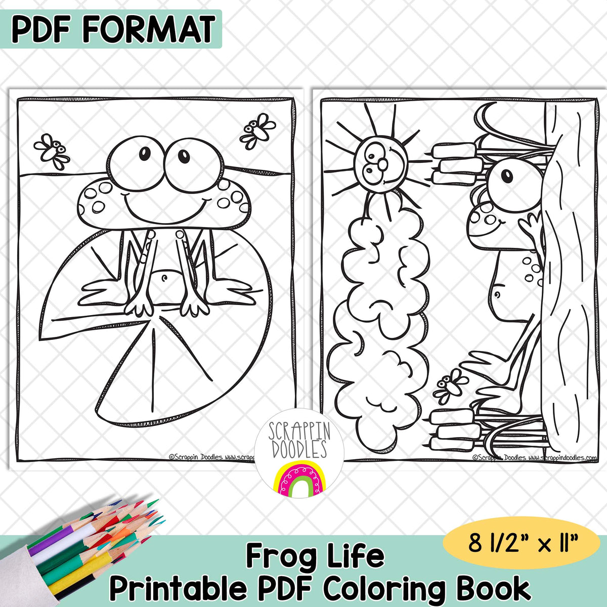 Frog Life Coloring Book - Frog Coloring Pages - Printable PDF Coloring Book
