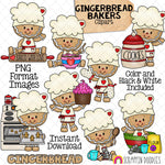 Gingerbread Clip Art - Ginger Bread Baking - Cute Christmas Cookie Bakers Clipart - Making Cookies - Commercial Use PNG Sublimation
