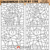 Gingerbread Color by Code Templates - Ginger Bread Cookie Colour by Number