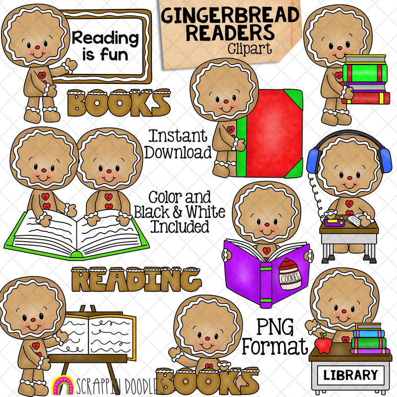 School ClipArt Bundle - Math - Reading - Science - Writing - Cute Christmas Cookie Clip Art