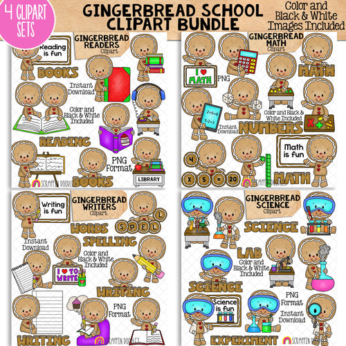 School ClipArt Bundle - Math - Reading - Science - Writing - Cute Christmas Cookie Clip Art