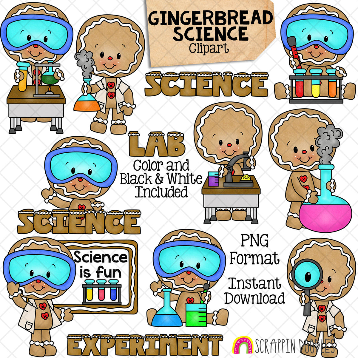 Gingerbread Science ClipArt - Ginger Bread School - Cute Christmas