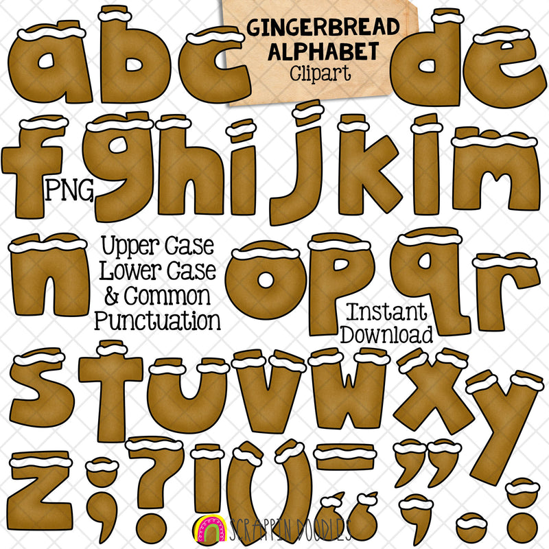 Gingerbread Alphabet ClipArt - Ginger Bread Cookie Letters Clip Art - Punctuation